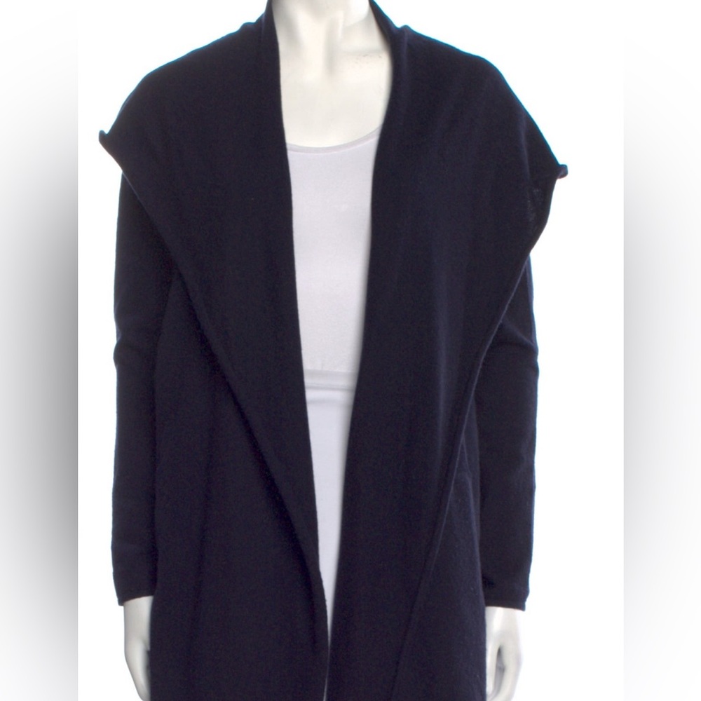 Vince Wool and Cashmere Navy Open Drape Front Cardigan